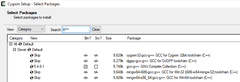 Cygwin g++
