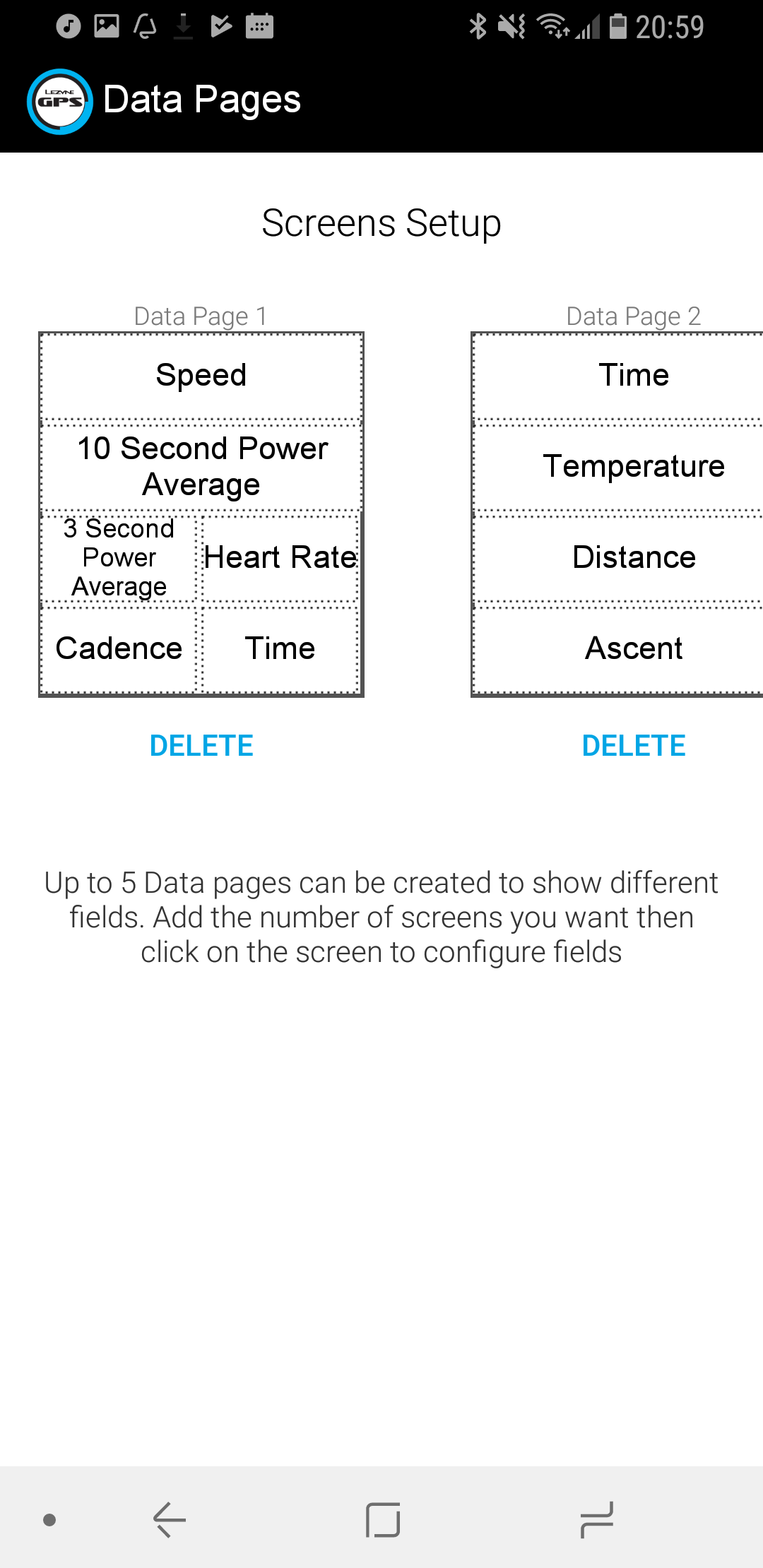 Phone app data page setup
